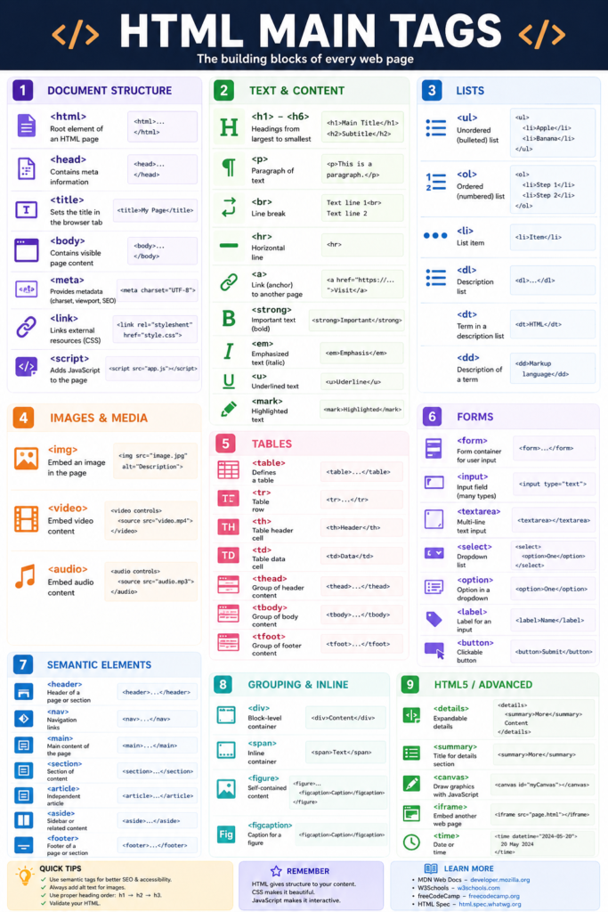 html main tags
